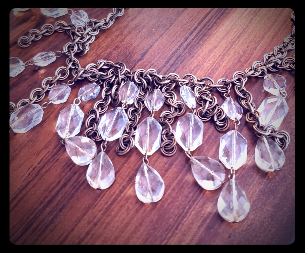 Antique Gold & Crystal Beads Necklace **Cool**